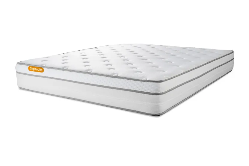 Pack lit complet 180x200 cm - Matelas + Sommier Blanc (en kit) + 2 oreillers + Couette - Memo Luxe