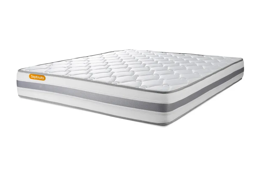 Pack lit complet 180x200 cm - Matelas + Sommier Blanc (en kit) + 2 oreillers + Couette - Memo Spring