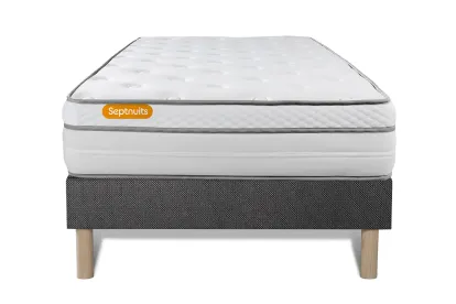 Ensemble Matelas Sommier 90x200 cm - Sommier Gris (d&eacute;j&agrave; mont&eacute;) - Memo Luxe