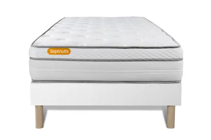 Ensemble Matelas Sommier 90x190 cm - Sommier Blanc (d&eacute;j&agrave; mont&eacute;) - Memo Luxe