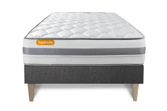 Ensemble Matelas Sommier 90x190 cm - Sommier Gris (en kit) - Memo Spring