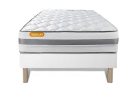 Ensemble Matelas Sommier 90x190 cm - Sommier Blanc (déjà monté) - Memo Spring Ensemble Matelas Sommier 90x190 cm - Sommier Blanc (déjà monté) - Memo Spring
