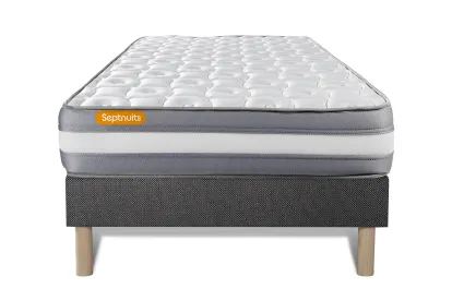 Ensemble Matelas Sommier 90x190 cm - Sommier Gris (d&eacute;j&agrave; mont&eacute;) - Memo Plus