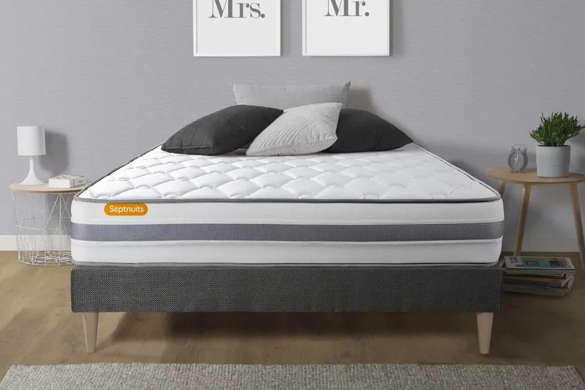 Ensemble Matelas Sommier 200x200 cm - Sommier Gris (en kit) - Memo Spring