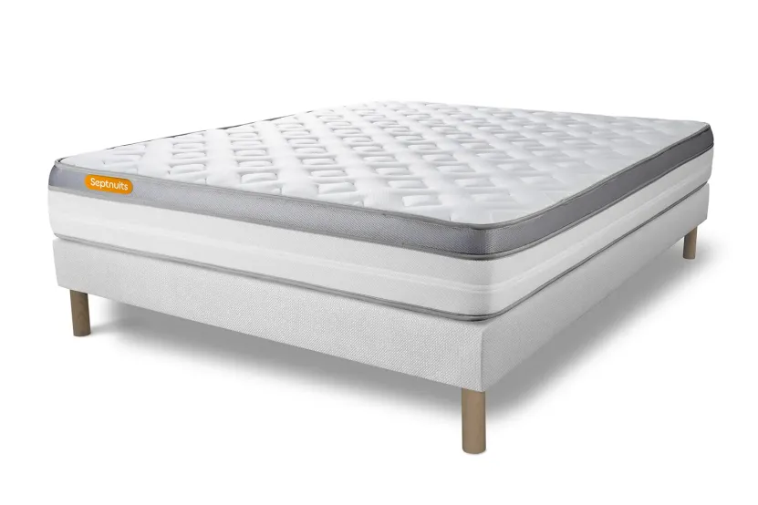 Ensemble Matelas Sommier 140x200 cm - Sommier Blanc (déjà monté) - Memo Zen