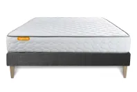 Ensemble Matelas Sommier 180x200 cm - Sommier Gris (en kit) - Memo Ensemble Matelas Sommier 180x200 cm - Sommier Gris (en kit) - Memo