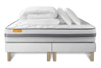 Pack lit complet 200x200 cm - Matelas + 2 Sommiers Blancs + 2 oreillers + Couette - Memo Spring Pack lit complet 200x200 cm - Matelas + 2 Sommiers Blancs + 2 oreillers + Couette - Memo Spring