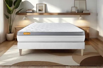Ensemble Matelas Sommier 160x200 cm - Sommier Blanc (d&eacute;j&agrave; mont&eacute;) - Memo Zen