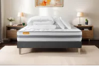 Pack lit complet 160x200 cm - Matelas + Sommier Gris (en kit) + 2 oreillers + Couette - Memo Spring Pack lit complet 160x200 cm - Matelas + Sommier Gris (en kit) + 2 oreillers + Couette - Memo Spring