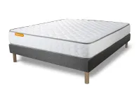Ensemble Matelas Sommier 160x200 cm - Sommier Gris (déjà monté) - Memo Ensemble Matelas Sommier 160x200 cm - Sommier Gris (déjà monté) - Memo