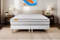 Ensemble Matelas Sommier 200x200 cm - 2 Sommiers Blanc - Memo Luxe Ensemble Matelas Sommier 200x200 cm - 2 Sommiers Blanc - Memo Luxe