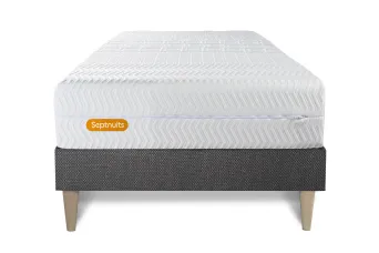 Ensemble Matelas Sommier 90x190 cm - Sommier Gris (en kit) - Memo Bio