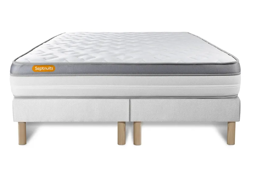 Ensemble Matelas Sommier 200x200 cm - 2 Sommiers Blanc - Memo Zen