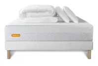 Pack lit complet 140x190 cm - Matelas + Sommier Blanc + 2 oreillers + Couette - Memo Bio Pack lit complet 140x190 cm - Matelas + Sommier Blanc + 2 oreillers + Couette - Memo Bio