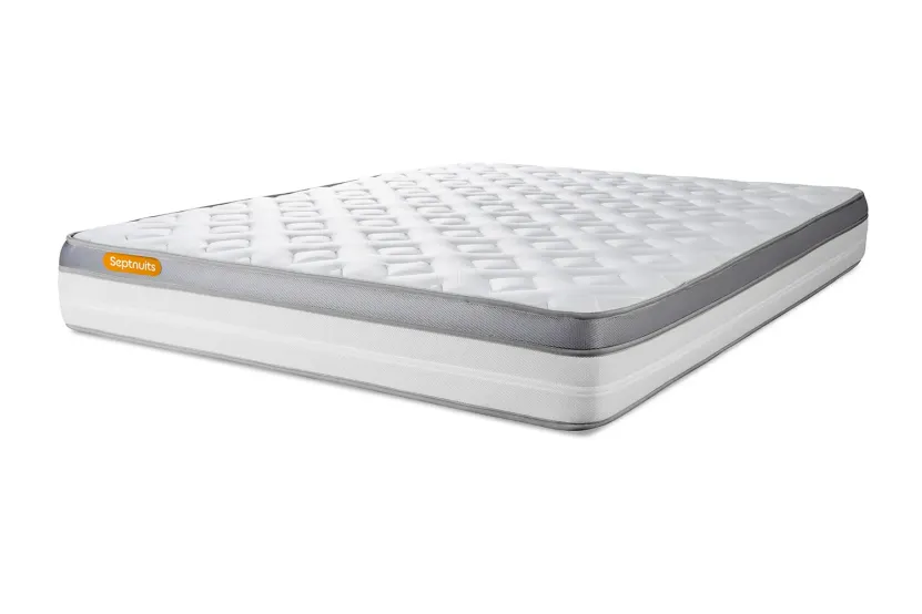 Pack lit complet 180x200 cm - Matelas + Sommier Gris (en kit) + 2 oreillers + Couette - Memo Zen