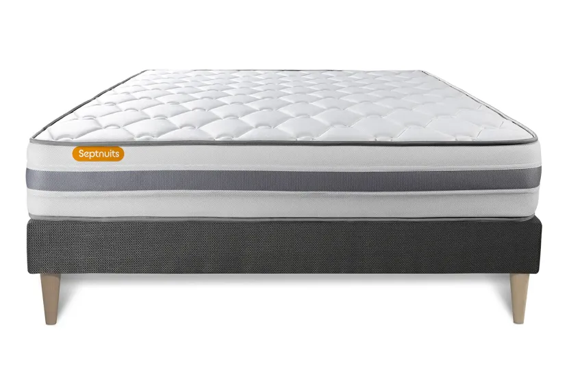 Ensemble Matelas Sommier 180x200 cm - Sommier Gris (en kit) - Memo Spring