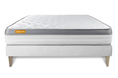 Ensemble Matelas Sommier 140x190 cm - Sommier Blanc (en kit) - Memo Zen