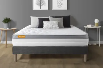 Ensemble Matelas Sommier 140x200 cm - Sommier Gris (déjà monté) - Memo Zen