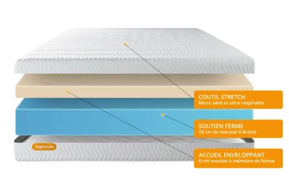 Matelas 200x200 cm M&eacute;moire de forme - Memo Bio