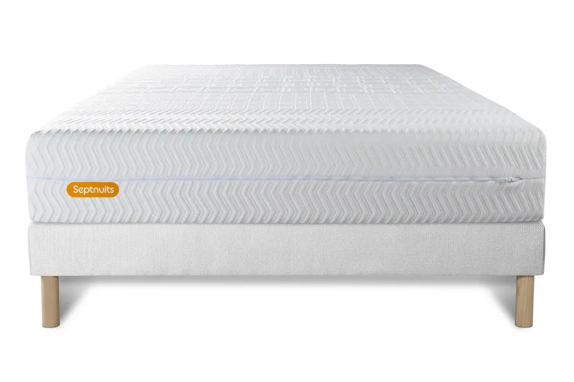 Ensemble Matelas Sommier 140x200 cm - Sommier Blanc (déjà monté) - Memo Bio