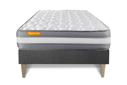 Ensemble Matelas Sommier 90x190 cm - Sommier Gris (en kit) - Memo Plus
