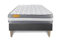 Ensemble Matelas Sommier 90x190 cm - Sommier Gris (en kit) - Memo Plus Ensemble Matelas Sommier 90x190 cm - Sommier Gris (en kit) - Memo Plus