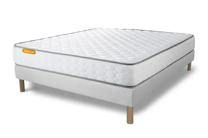 Ensemble Matelas Sommier 160x200 cm - Sommier Blanc (d&eacute;j&agrave; mont&eacute;) - Memo