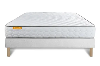 Ensemble Matelas Sommier 160x200 cm - Sommier Blanc (d&eacute;j&agrave; mont&eacute;) - Memo