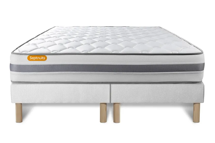 Ensemble Matelas Sommier 180x200 cm - 2 Sommiers Blanc - Memo Spring