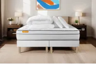 Pack lit complet 160x200 cm - Matelas + 2 Sommiers Blancs + 2 oreillers + Couette - Memo Luxe Pack lit complet 160x200 cm - Matelas + 2 Sommiers Blancs + 2 oreillers + Couette - Memo Luxe