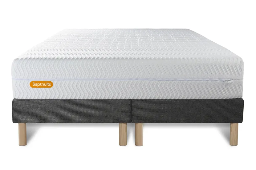 Ensemble Matelas Sommier 160x200 cm - 2 Sommiers Gris - Memo Bio