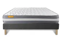 Ensemble Matelas Sommier 140x190 cm - Sommier Gris (déjà monté) - Memo Plus Ensemble Matelas Sommier 140x190 cm - Sommier Gris (déjà monté) - Memo Plus