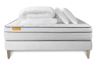 Pack lit complet 140x190 cm - Matelas + Sommier Blanc (en kit) + 2 oreillers + Couette - Memo Luxe Pack lit complet 140x190 cm - Matelas + Sommier Blanc (en kit) + 2 oreillers + Couette - Memo Luxe
