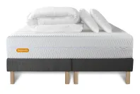 Pack lit complet 180x200 cm - Matelas + 2 Sommiers Gris + 2 oreillers + Couette - Memo Bio Pack lit complet 180x200 cm - Matelas + 2 Sommiers Gris + 2 oreillers + Couette - Memo Bio