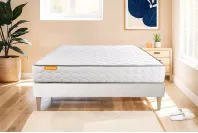 Ensemble Matelas Sommier 140x190 cm - Sommier Blanc (déjà monté) - Memo Ensemble Matelas Sommier 140x190 cm - Sommier Blanc (déjà monté) - Memo