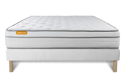 Ensemble Matelas Sommier 160x200 cm - Sommier Blanc (d&eacute;j&agrave; mont&eacute;) - Memo Luxe
