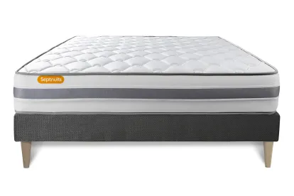 Ensemble Matelas Sommier 140x200 cm - Sommier Gris (en kit) - Memo Spring