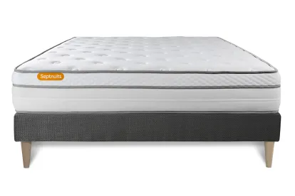 Ensemble Matelas Sommier 140x200 cm - Sommier Gris (en kit) - Memo Luxe