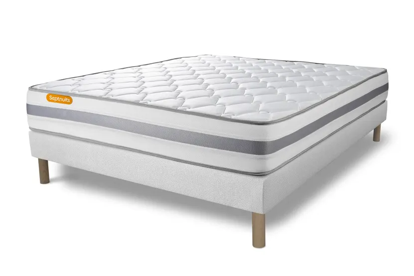 Ensemble Matelas Sommier 160x200 cm - Sommier Blanc (déjà monté) - Memo Spring