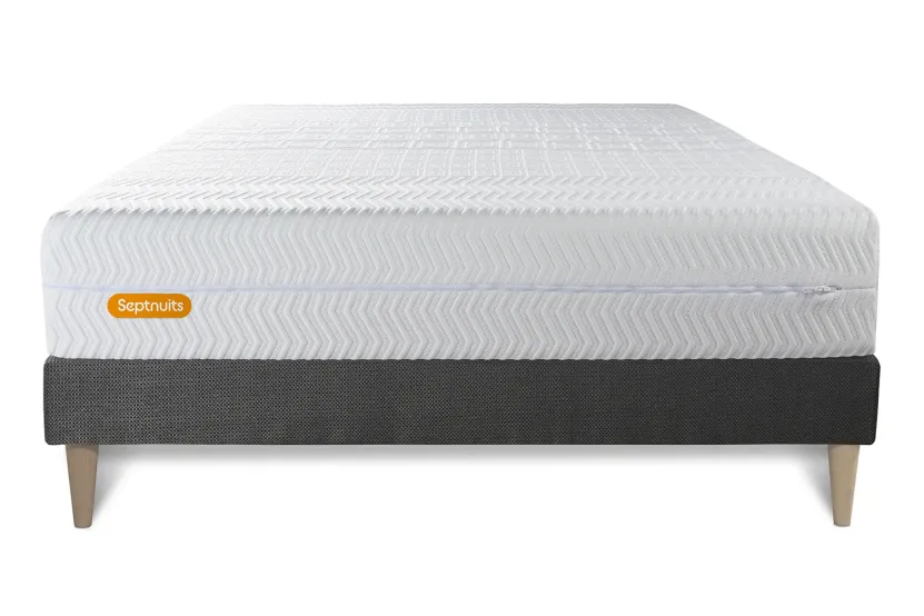 Ensemble Matelas Sommier 140x190 cm - Sommier Gris (en kit) - Memo Bio