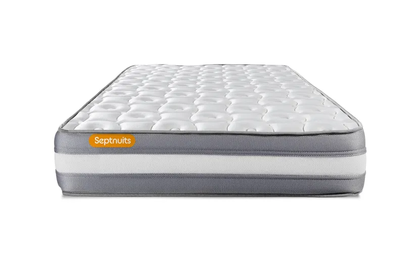 Ensemble Matelas Sommier 90x200 cm - Sommier Gris (déjà monté) - Memo Plus