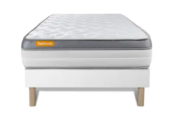 Ensemble Matelas Sommier 90x190 cm - Sommier Blanc (déjà monté) - Memo Zen