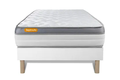 Ensemble Matelas Sommier 90x190 cm - Sommier Blanc (d&eacute;j&agrave; mont&eacute;) - Memo Zen