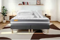 Pack lit complet 180x200 cm - Matelas + 2 Sommiers Gris + 2 oreillers + Couette - Memo Plus Pack lit complet 180x200 cm - Matelas + 2 Sommiers Gris + 2 oreillers + Couette - Memo Plus