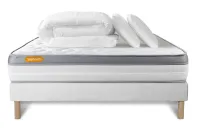 Pack lit complet 160x200 cm - Matelas + Sommier Blanc + 2 oreillers + Couette - Memo Zen Pack lit complet 160x200 cm - Matelas + Sommier Blanc + 2 oreillers + Couette - Memo Zen