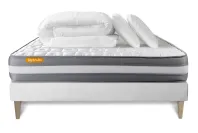 Pack lit complet 200x200 cm - Matelas + Sommier Blanc (en kit) + 2 oreillers + Couette - Memo Plus Pack lit complet 200x200 cm - Matelas + Sommier Blanc (en kit) + 2 oreillers + Couette - Memo Plus