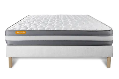 Ensemble Matelas Sommier 160x200 cm - Sommier Blanc (d&eacute;j&agrave; mont&eacute;) - Memo Plus