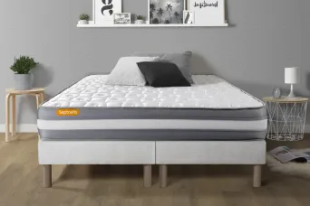 Ensemble Matelas Sommier 160x200 cm - 2 Sommiers Blanc - Memo Plus