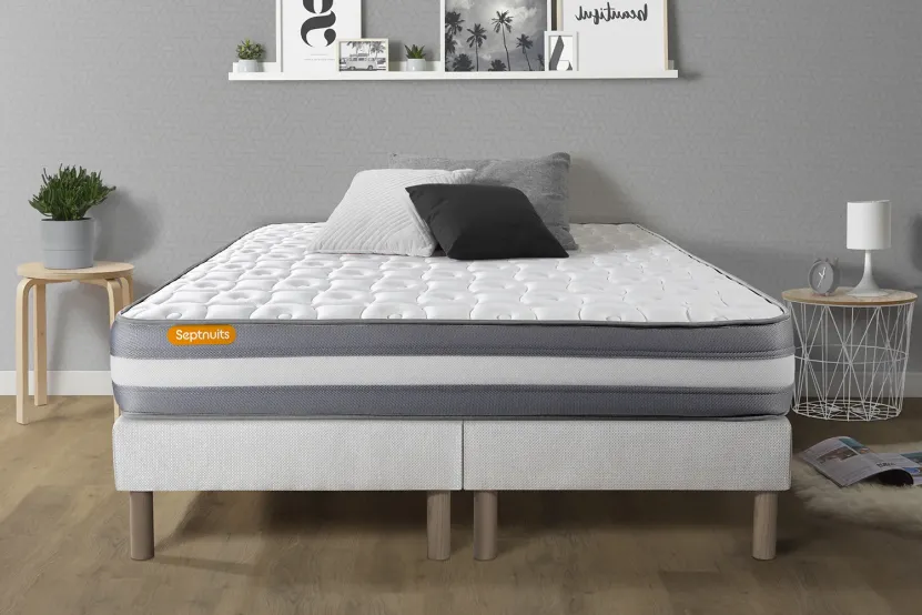 Ensemble Matelas Sommier 160x200 cm - 2 Sommiers Blanc - Memo Plus