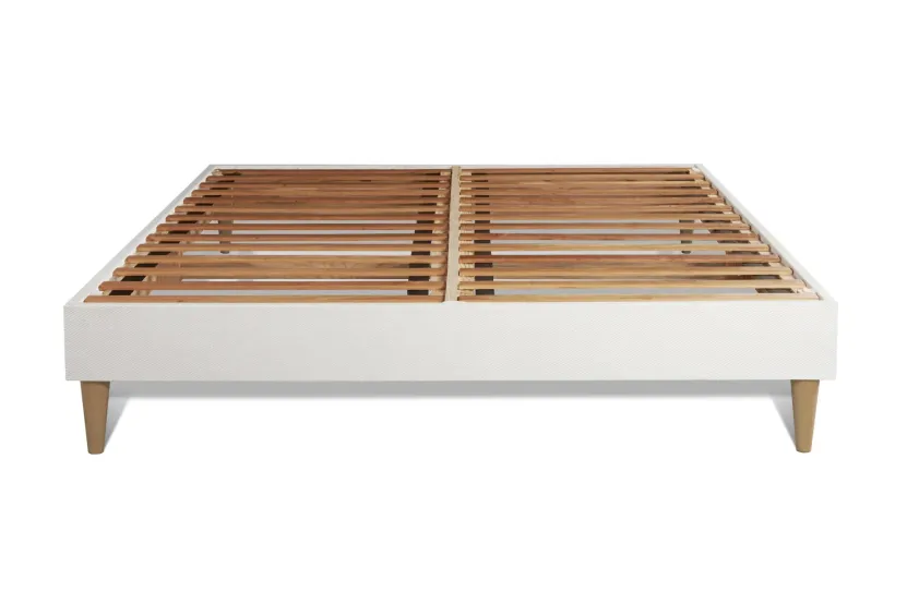 Pack lit complet 160x200 cm - Matelas + Sommier Blanc (en kit) + 2 oreillers + Couette - Memo Zen